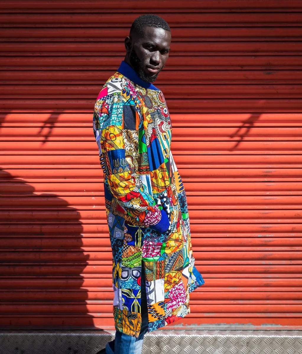 African Trench Coat in Patchwork- Festival Clothing