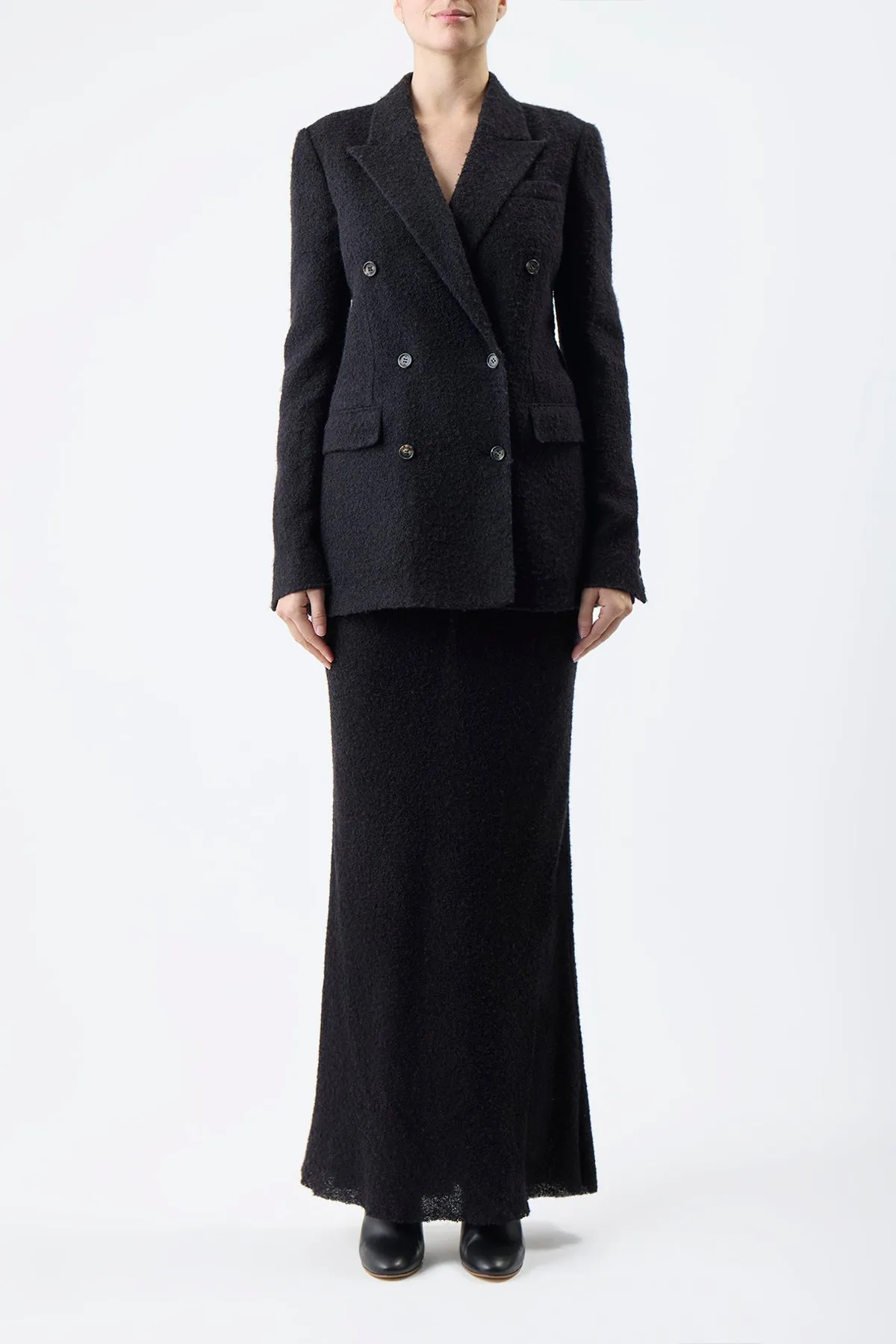 Amergin Jacket in Black Silk Cashgora Boucle Gauze