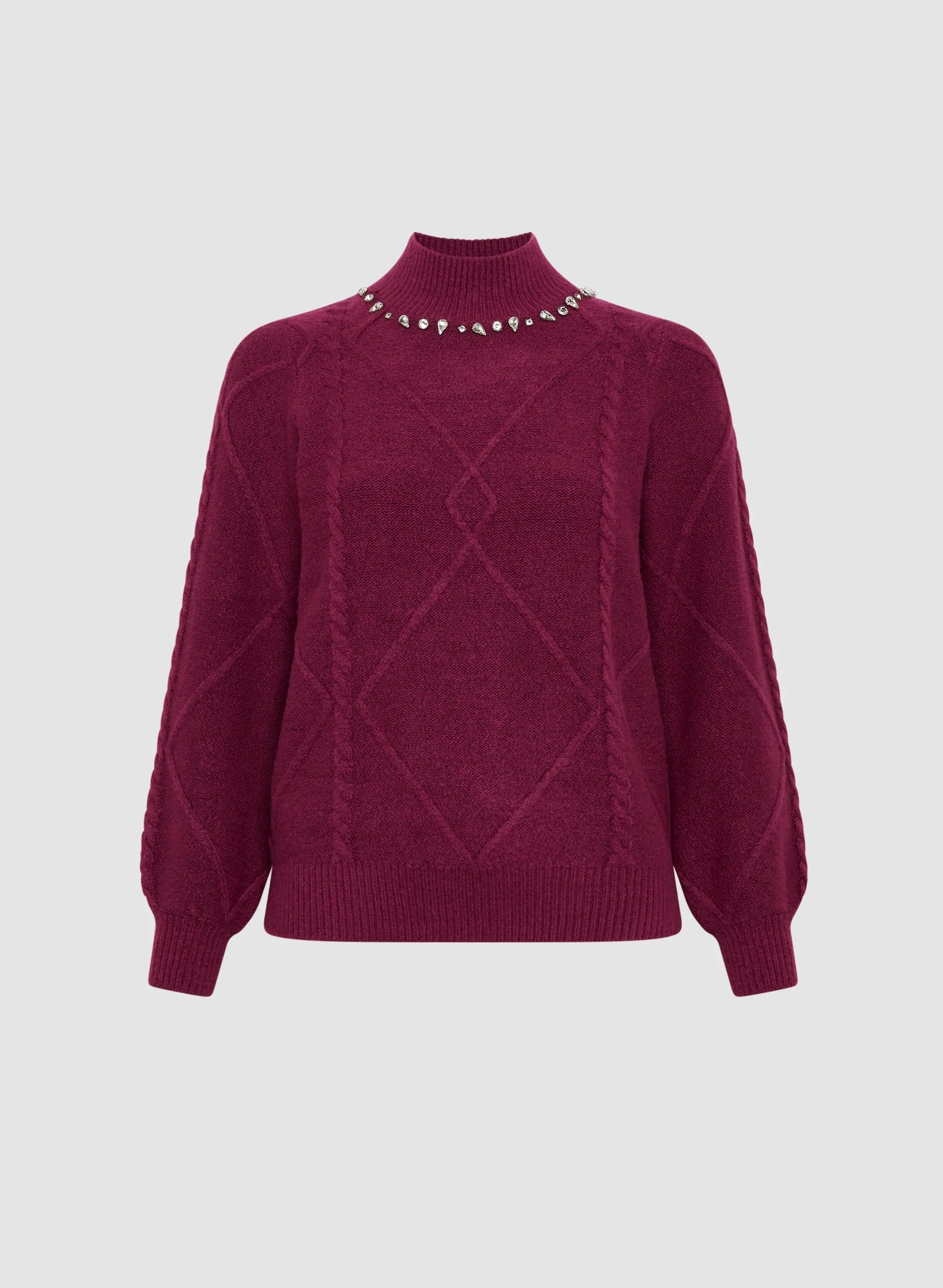 Argyle Rhinestone Detail Sweater