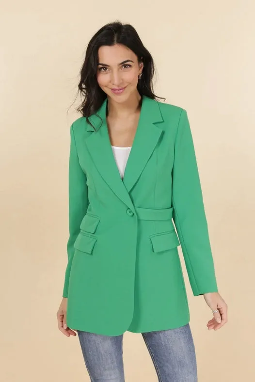 Asymmetric Plain Jacket Green