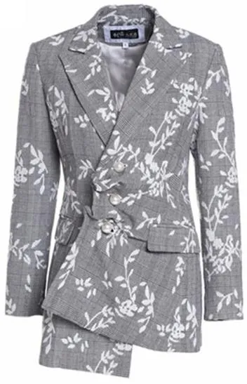 Asymmetrical Floral Print Blazer