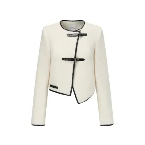 Asymmetrical Lambswool Jacket in White