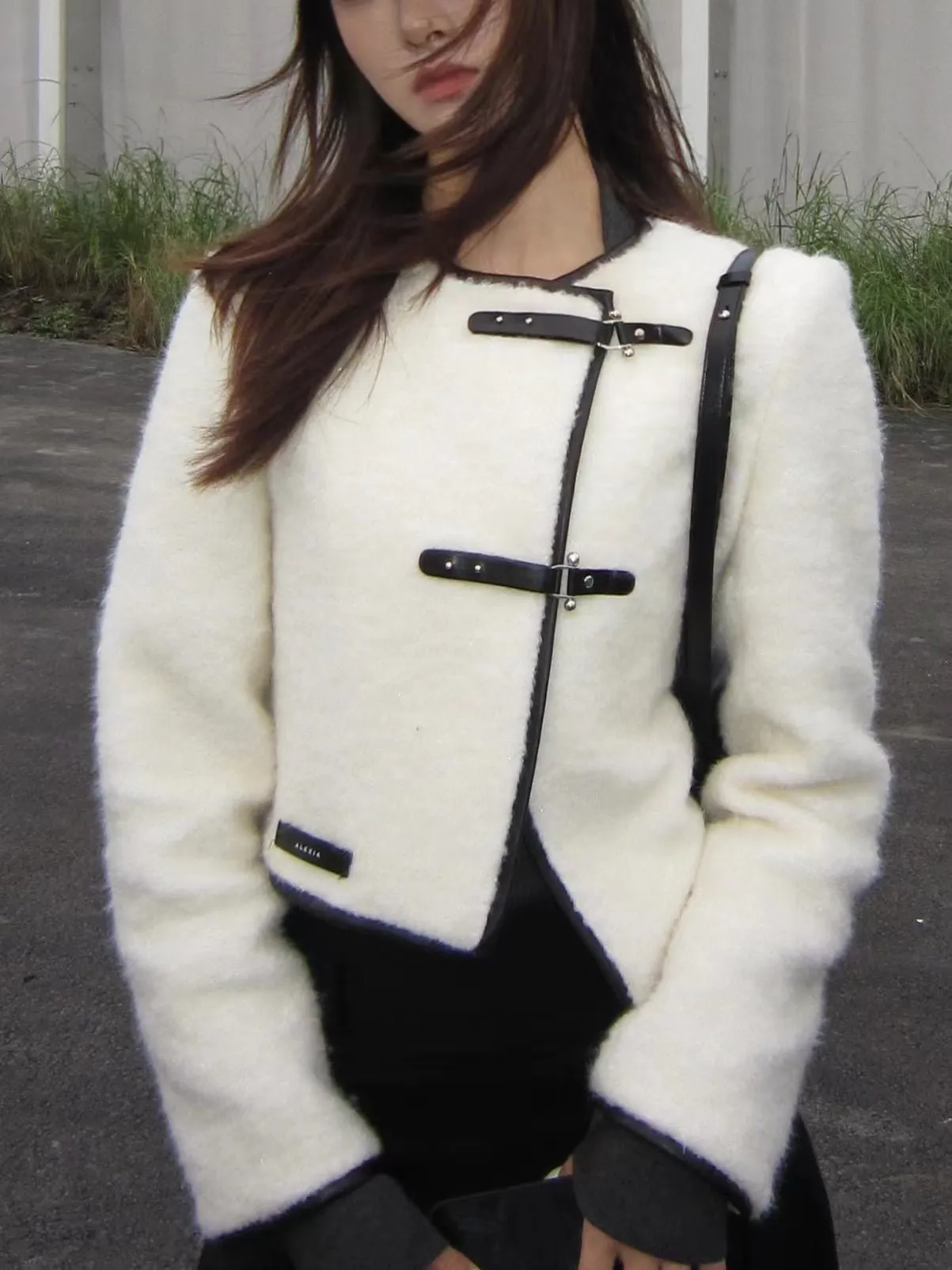 Asymmetrical Lambswool Jacket in White