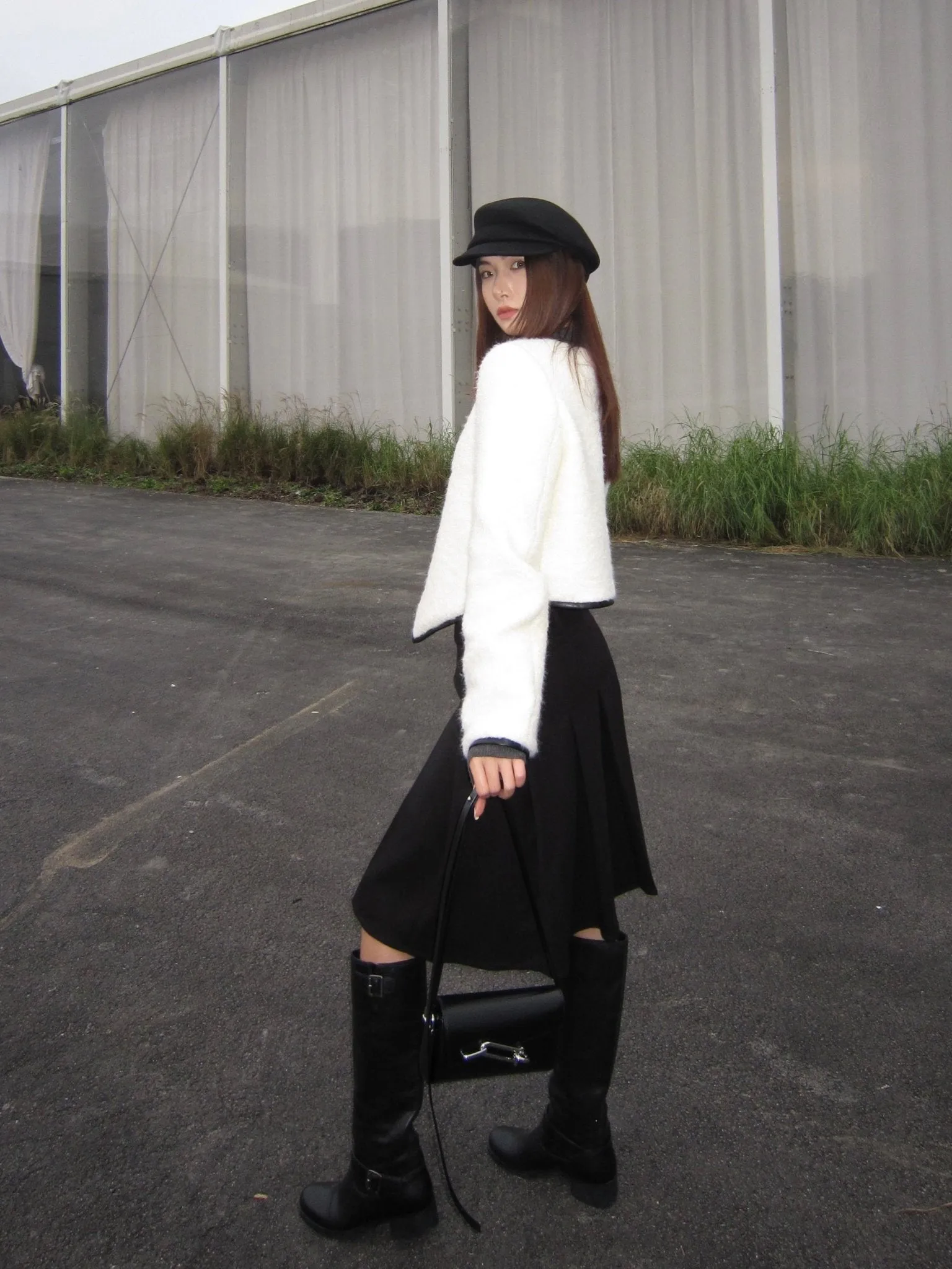 Asymmetrical Lambswool Jacket in White