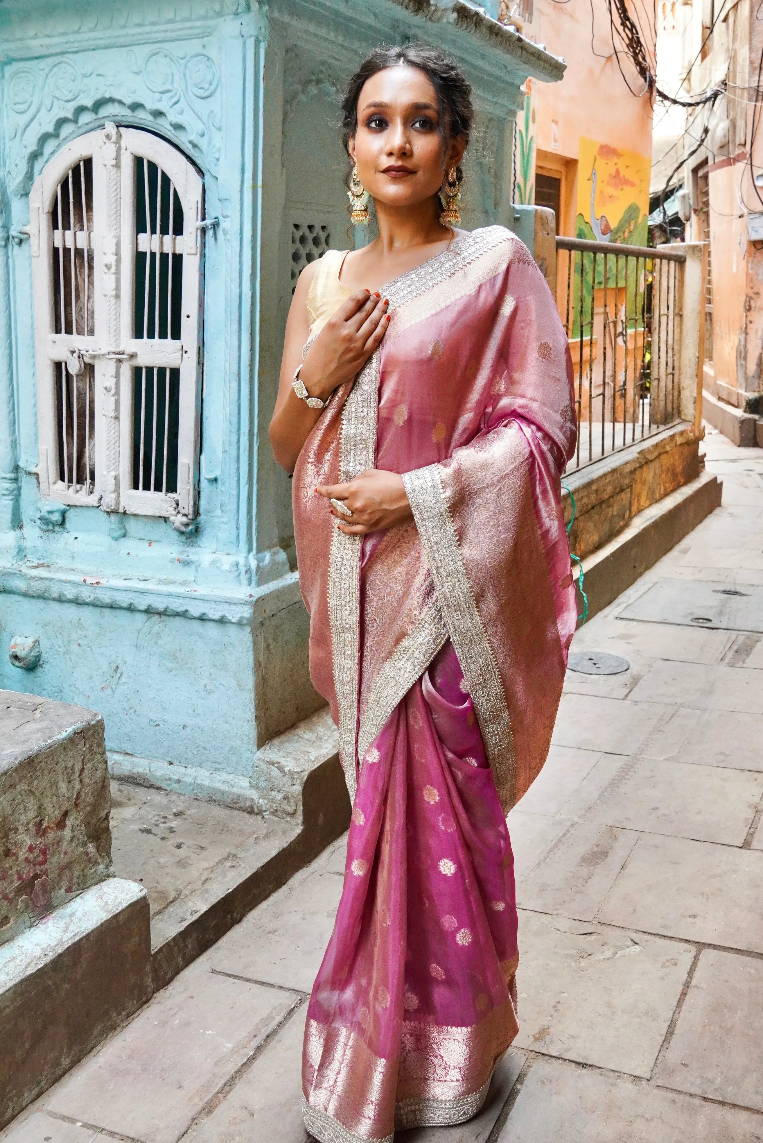 Banarasi Tissue Silk Saree with Gotta Patti