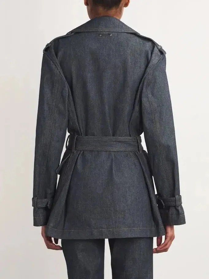 Belted Denim Trench Jacket