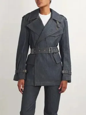 Belted Denim Trench Jacket