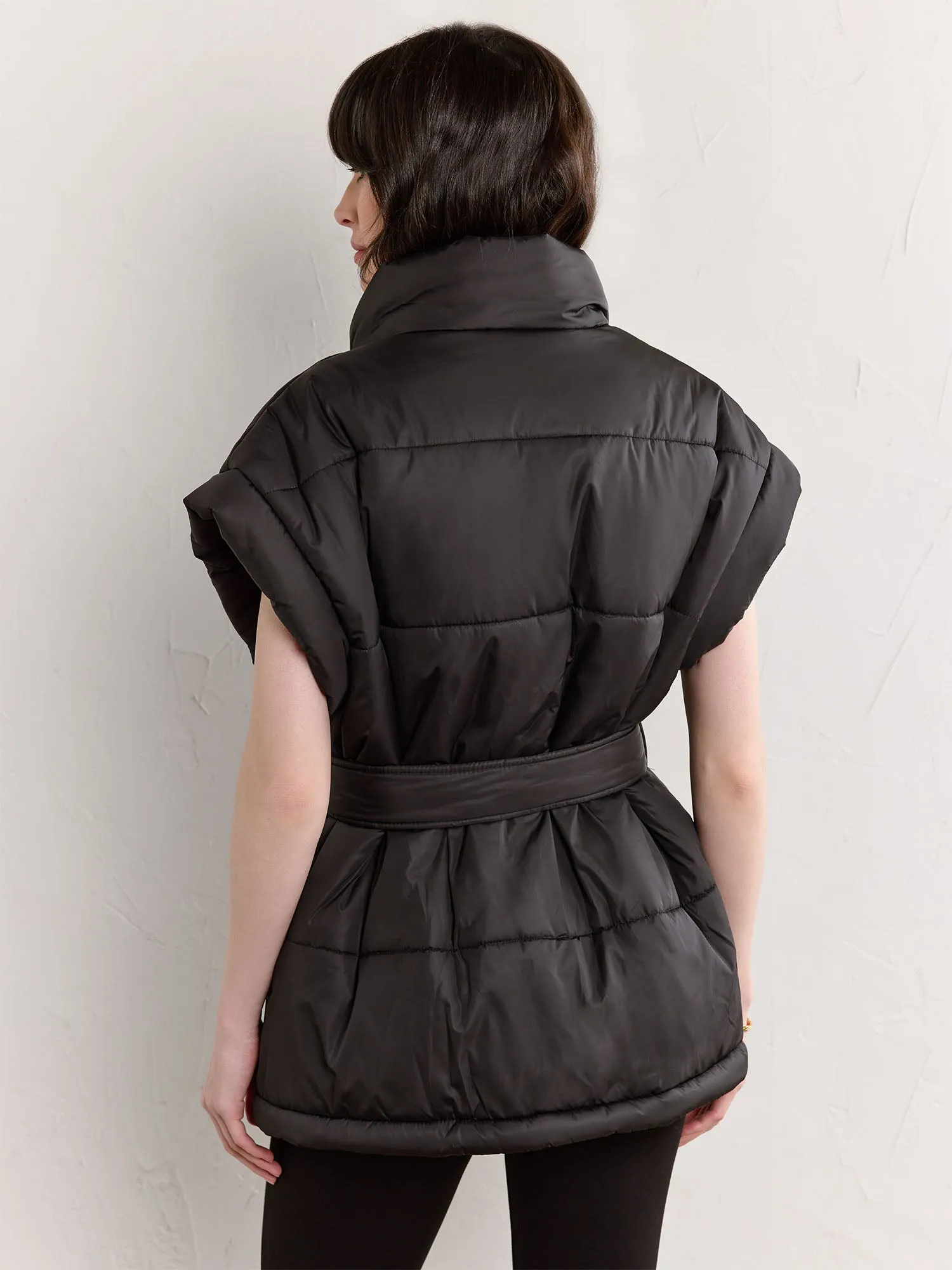 Belted Nylon Puffer Vest - Aaron & Amber