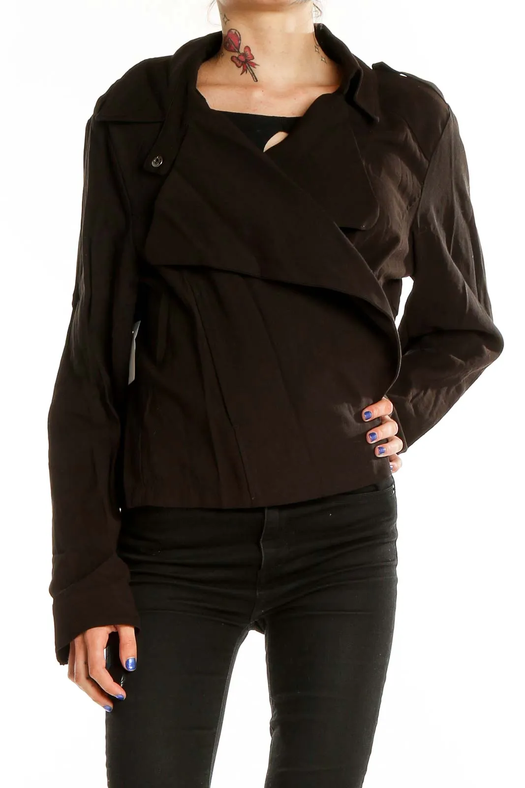 Black Asymmetrical Zip-Up Jacket