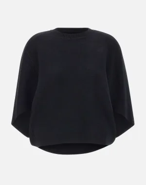 Black Viscose Angora Batwing Sweater