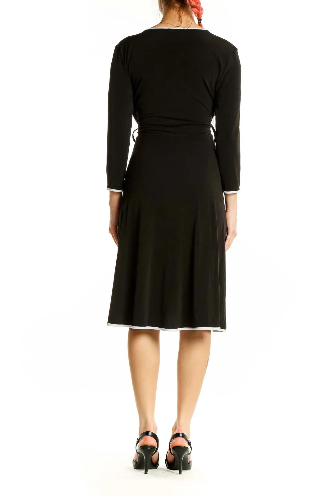 Black Wrap Dress with White Trim