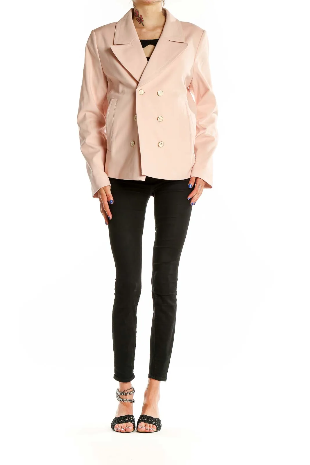 Blush Double-Breasted Peacoat