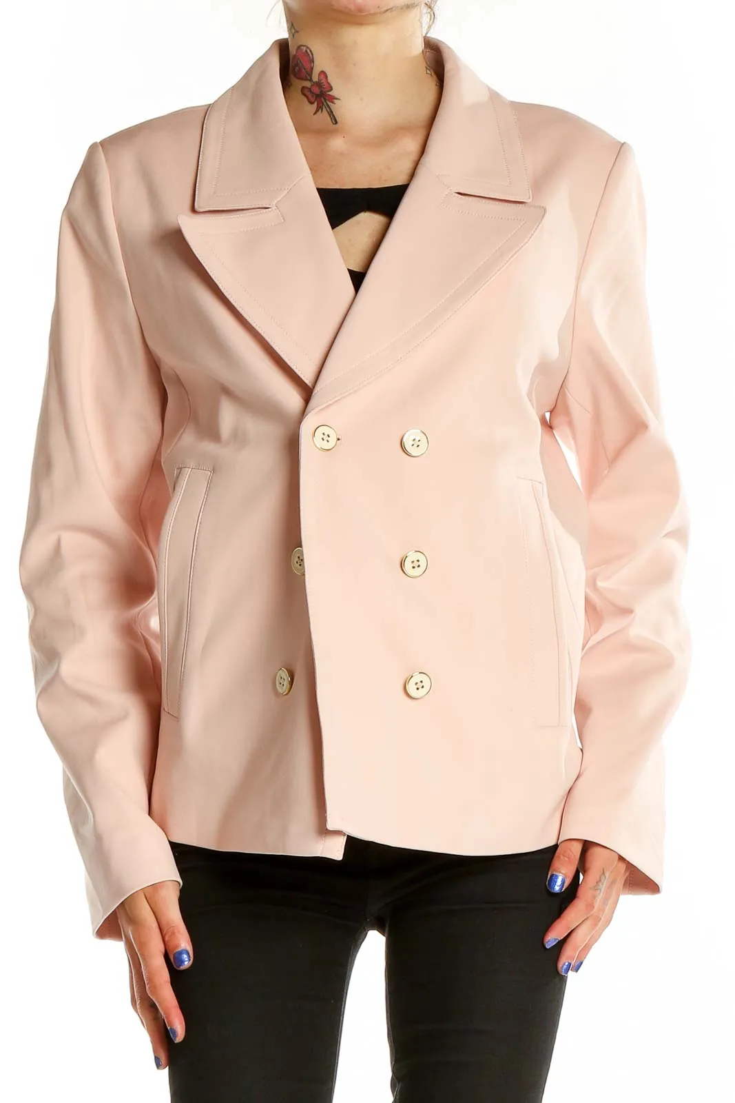 Blush Double-Breasted Peacoat