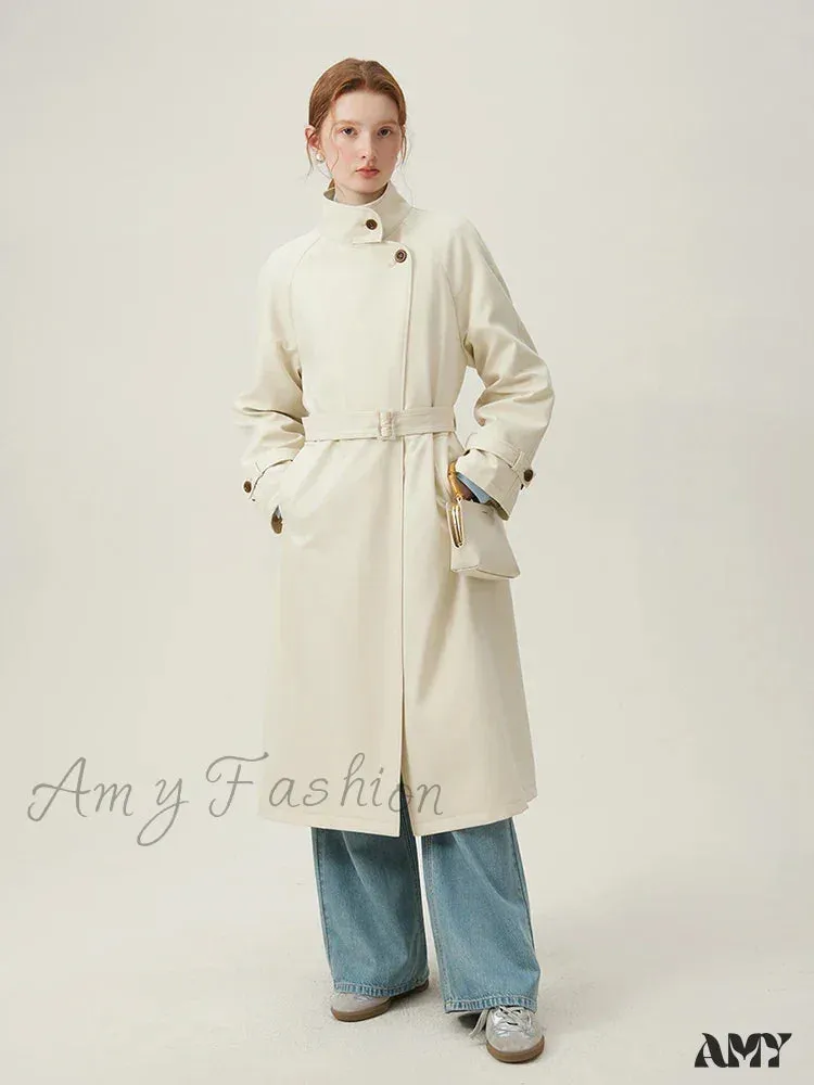 British Style Apricot Mid-length Casual Spring Classic Trench Coat