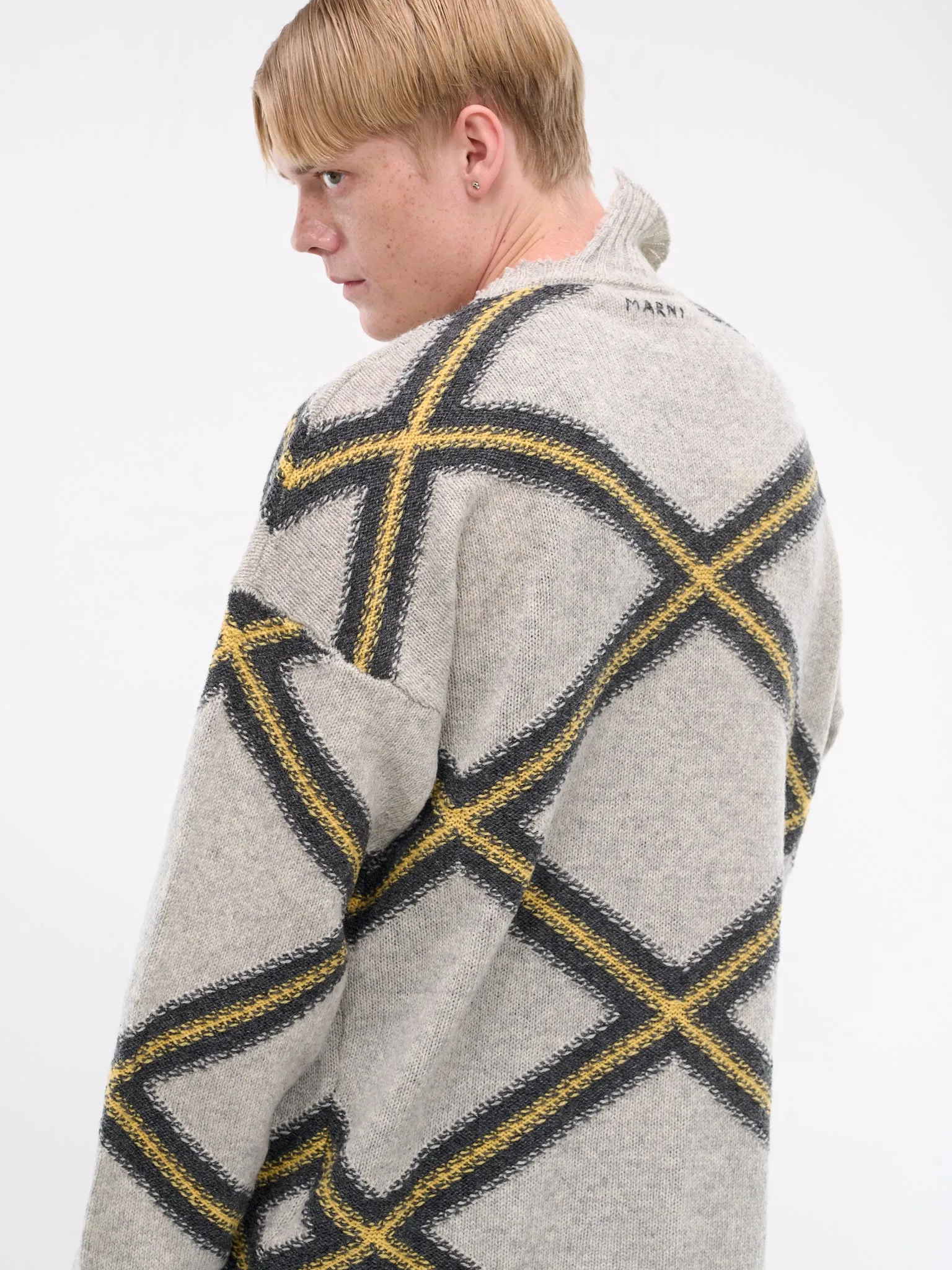 Broken Argyle Sweater (GCMG0410Q0-UFH946-GREY-MULTI)