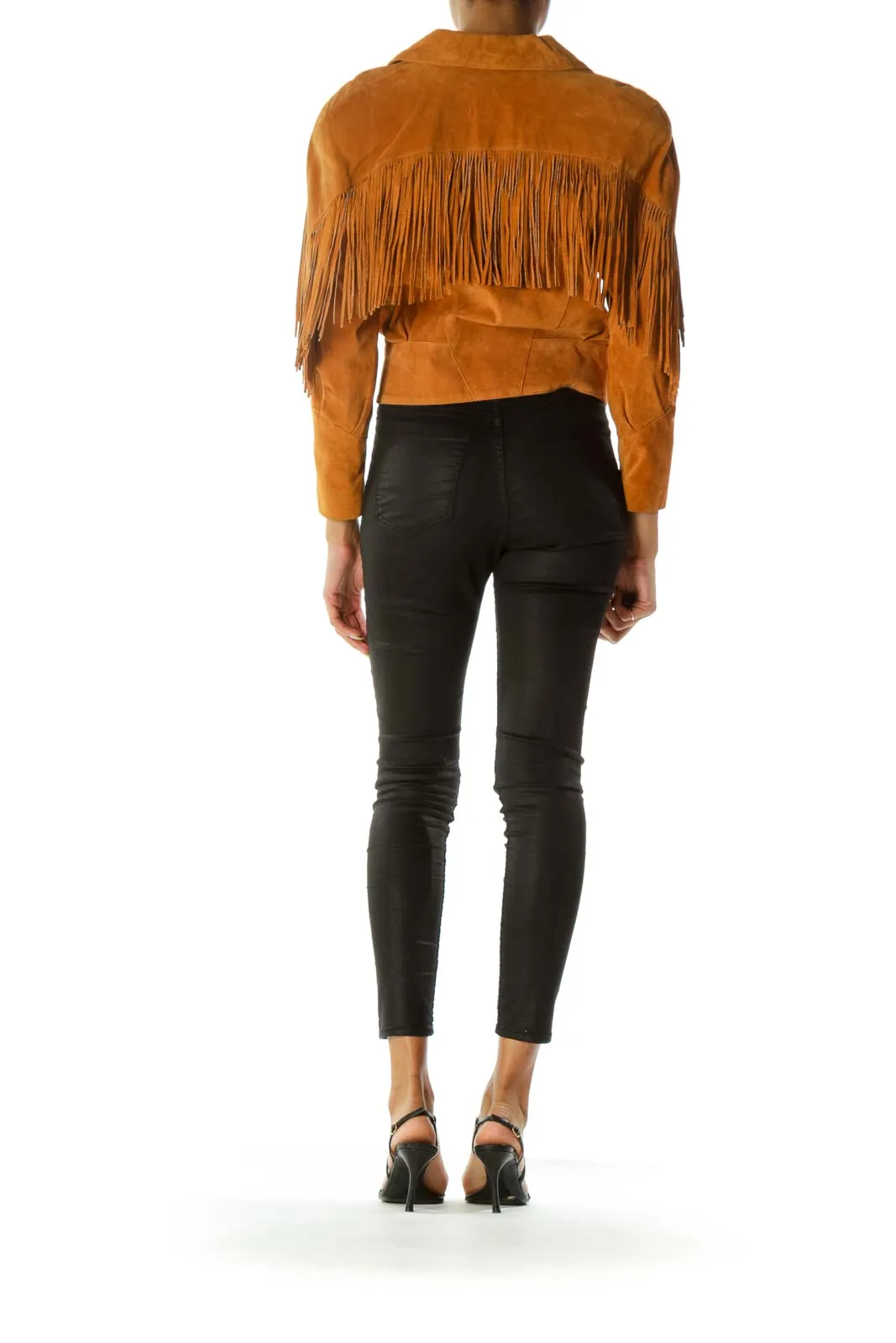 Brown Fringe Double - Breasted Jacket