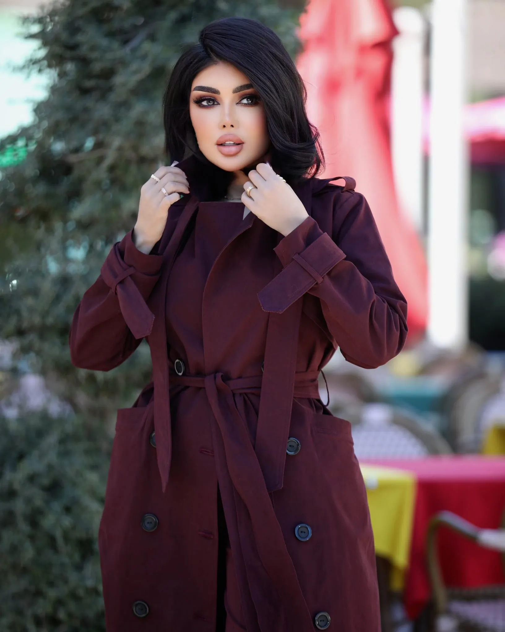 Burgundy Trench Coat