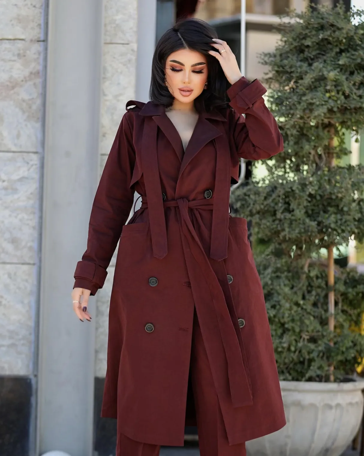 Burgundy Trench Coat