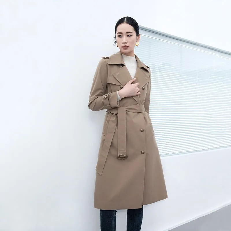 Camel Long Trench Coats With Belt