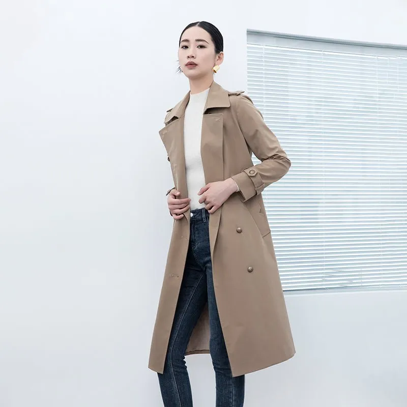 Camel Long Trench Coats With Belt