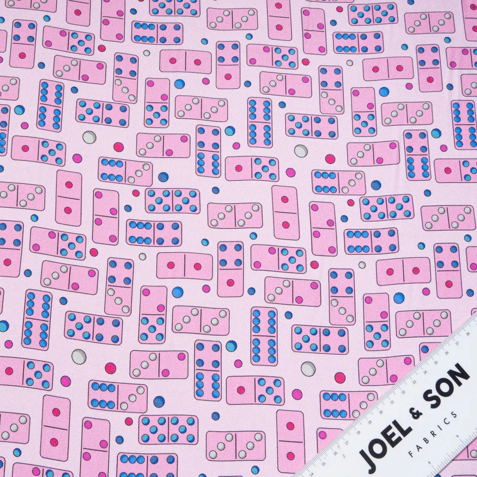 Candy Pink Domino Printed Pure Silk Twill