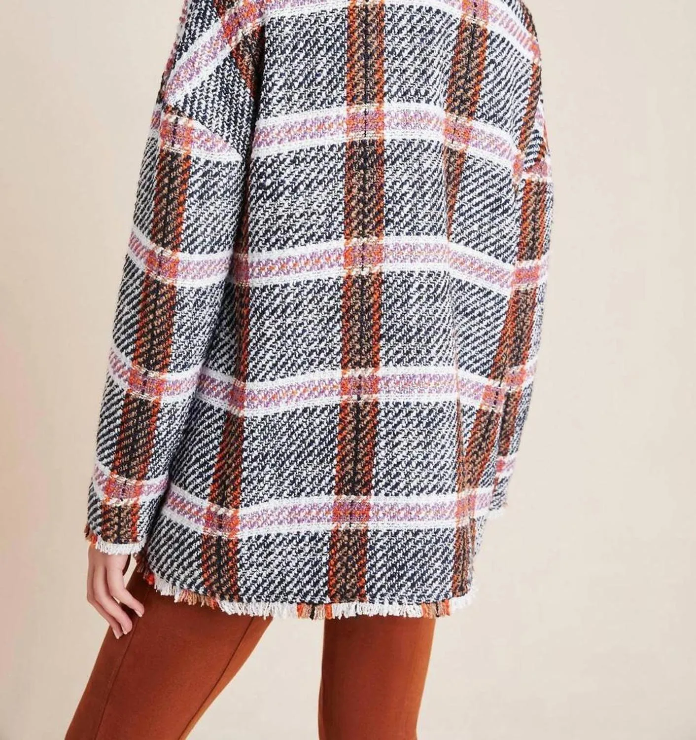 Carrie Double Breasted Plaid Tweed Coat In Multi