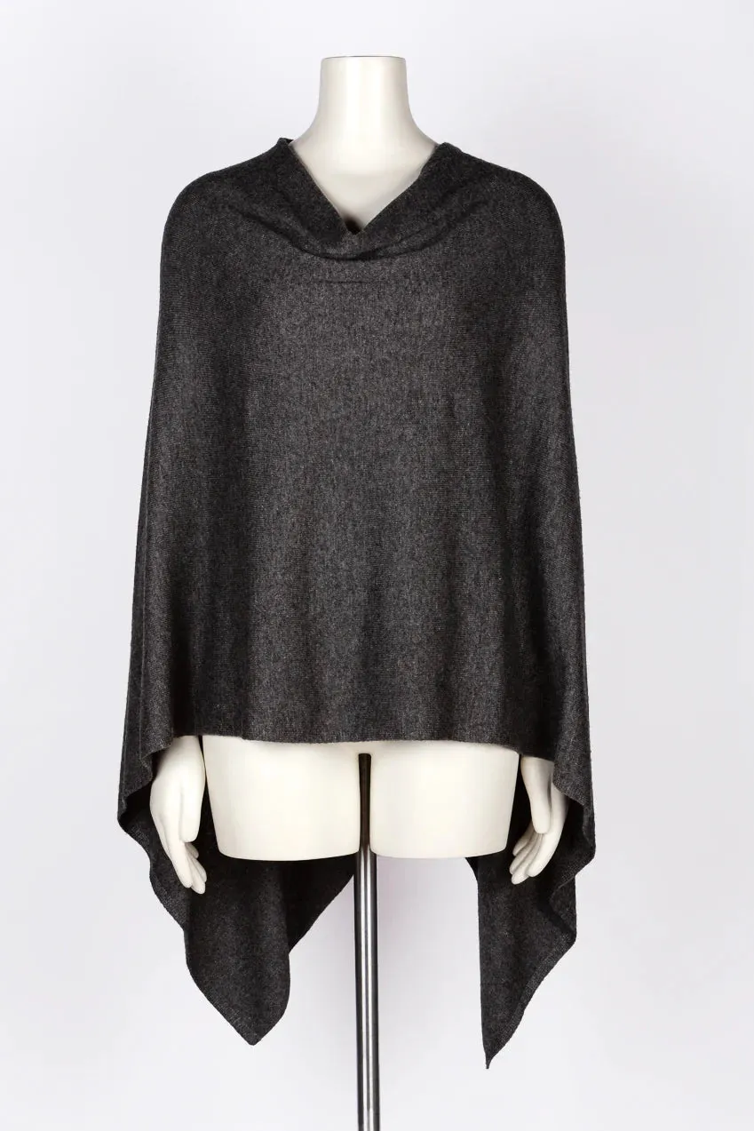 Cashmere Poncho in Charcoal Grey