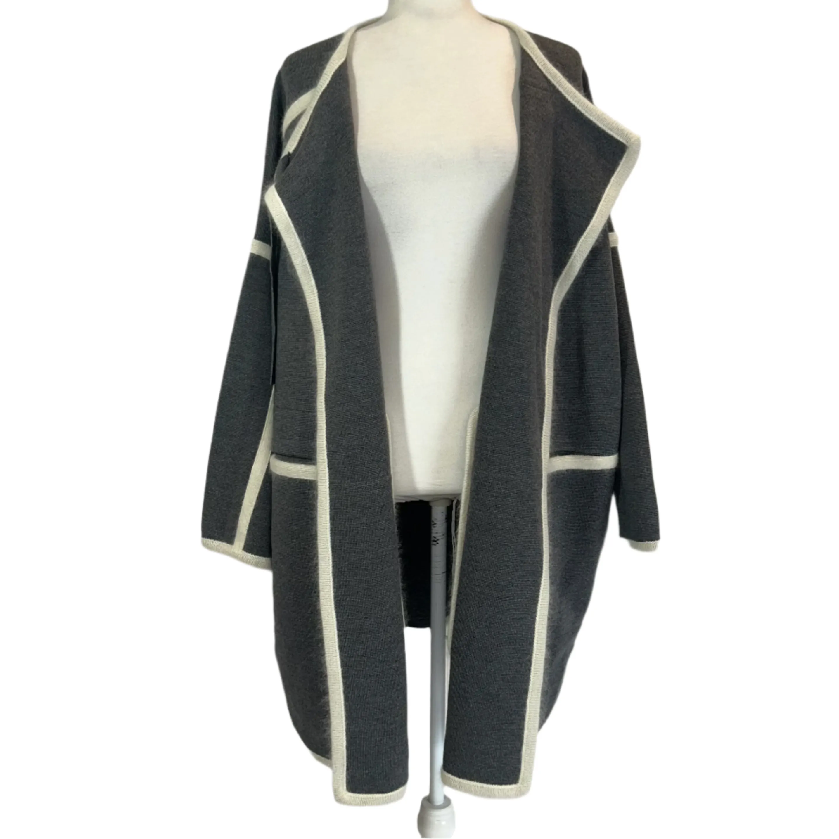 Chloe £1900 Grey & Cream Thick Knit Wool & Angora Blanket Coat S