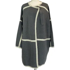 Chloe £1900 Grey & Cream Thick Knit Wool & Angora Blanket Coat S