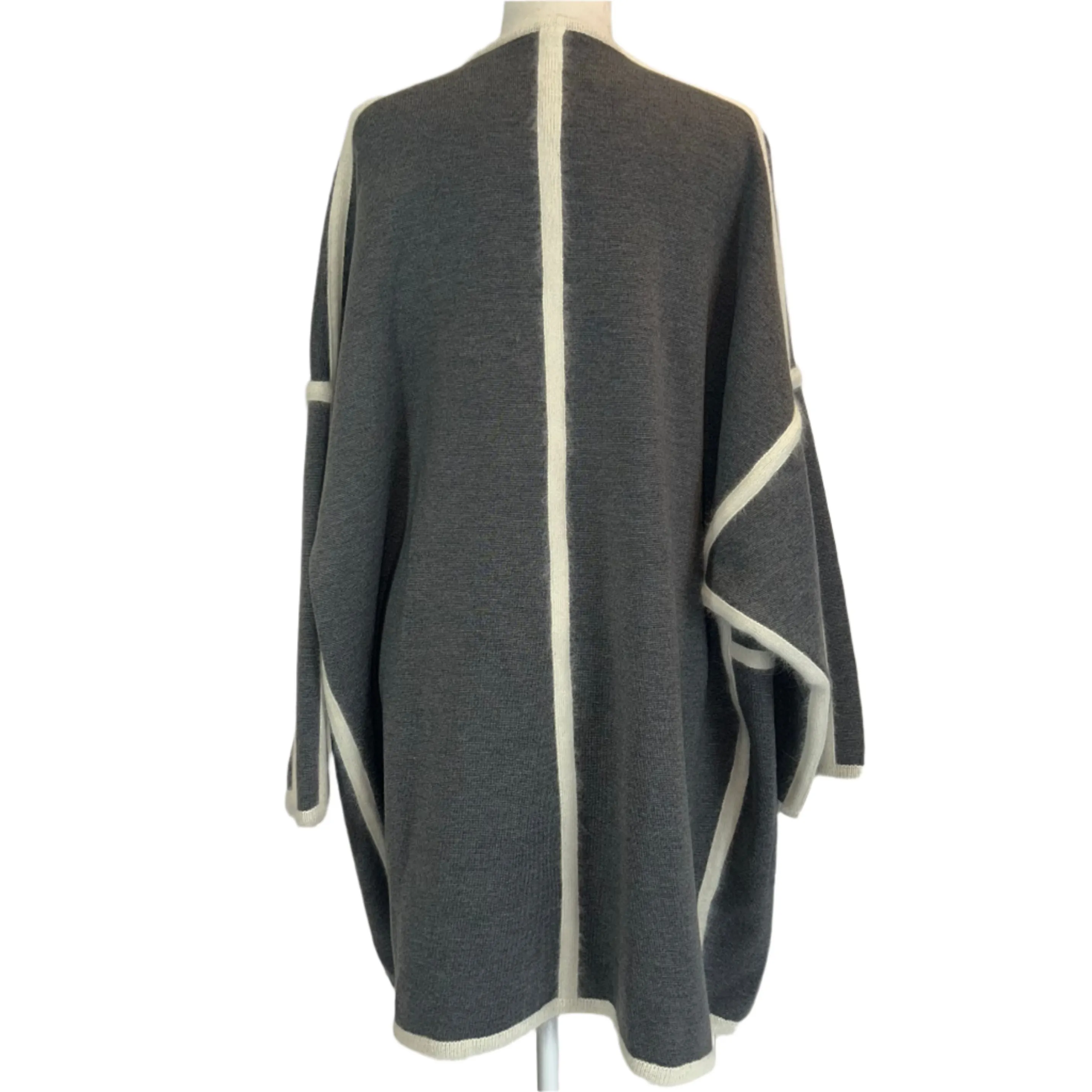 Chloe £1900 Grey & Cream Thick Knit Wool & Angora Blanket Coat S