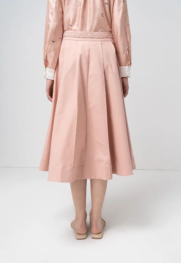 Choice Solid Box Pleated Box Pleated Skirt Blush