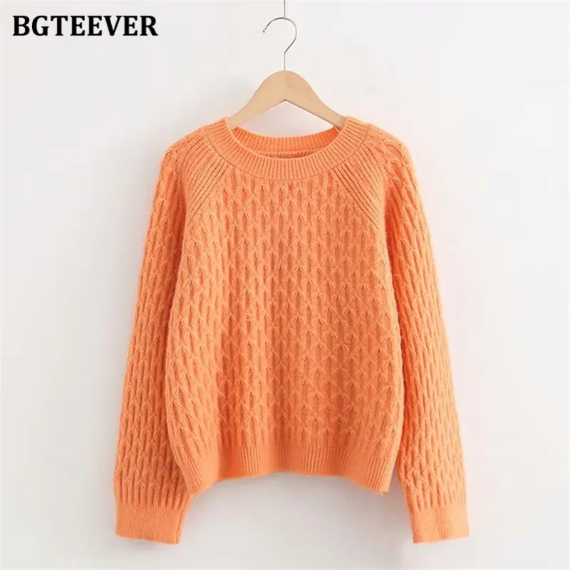 Christmas Gift Joskaa Vintage Chic O-neck Sweater Women Argyle Plaid Knitting Tops Casual Loose Warm Knitted Jumper Female Autumn Winter 2020