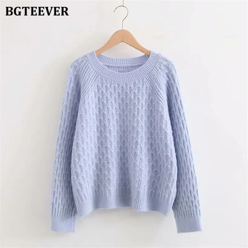 Christmas Gift Joskaa Vintage Chic O-neck Sweater Women Argyle Plaid Knitting Tops Casual Loose Warm Knitted Jumper Female Autumn Winter 2020