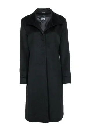 Cinzia Rocca - Black Angora & Wool Longline Overcoat Sz 14