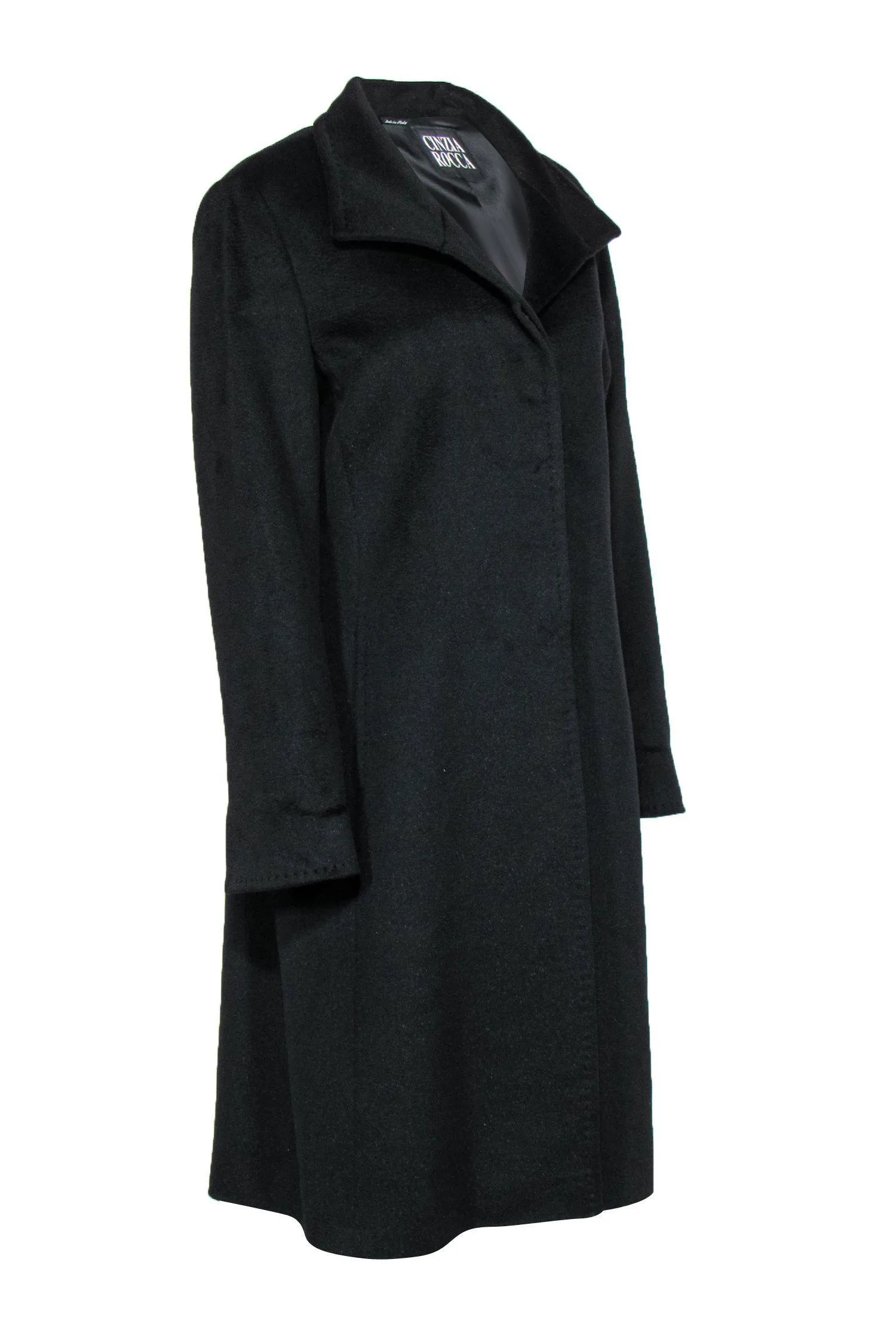 Cinzia Rocca - Black Angora & Wool Longline Overcoat Sz 14