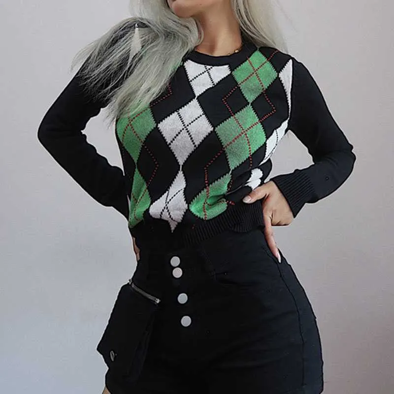 Classic Retro Color block Argyle Print Button Down Sweaters