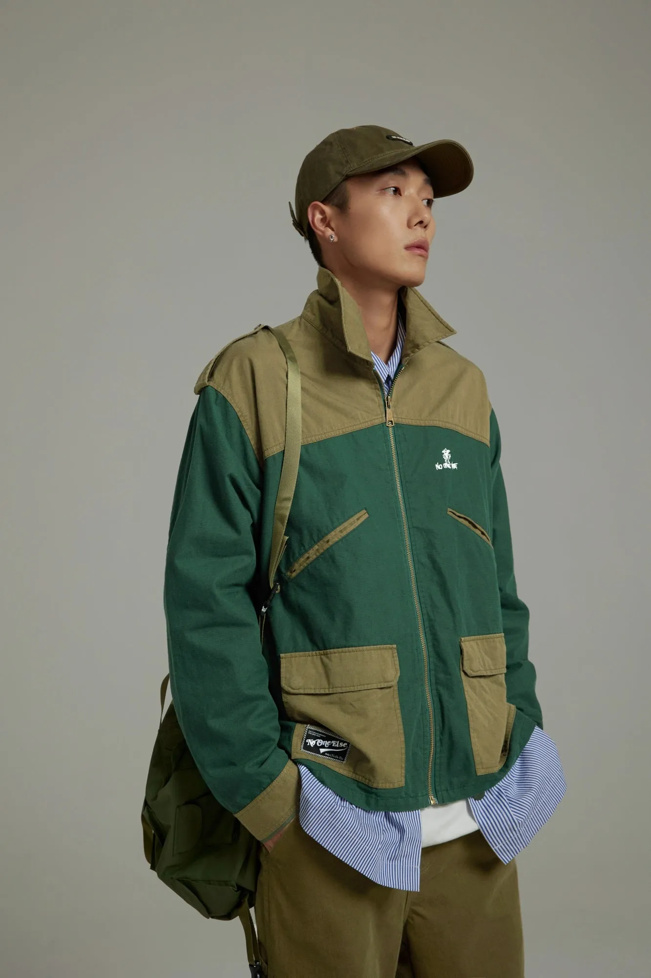 Color Block Zip-Up Field Jacket