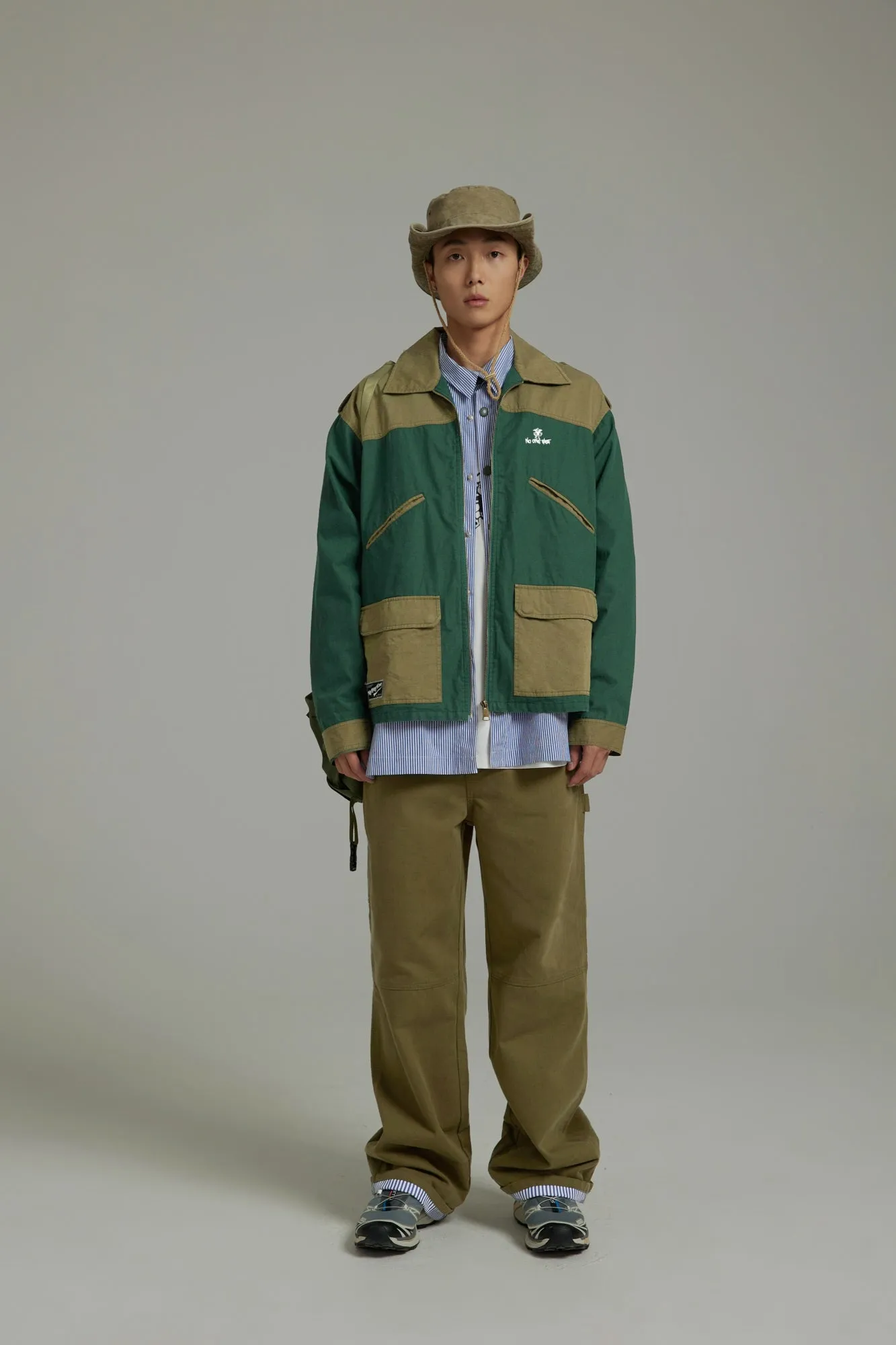 Color Block Zip-Up Field Jacket