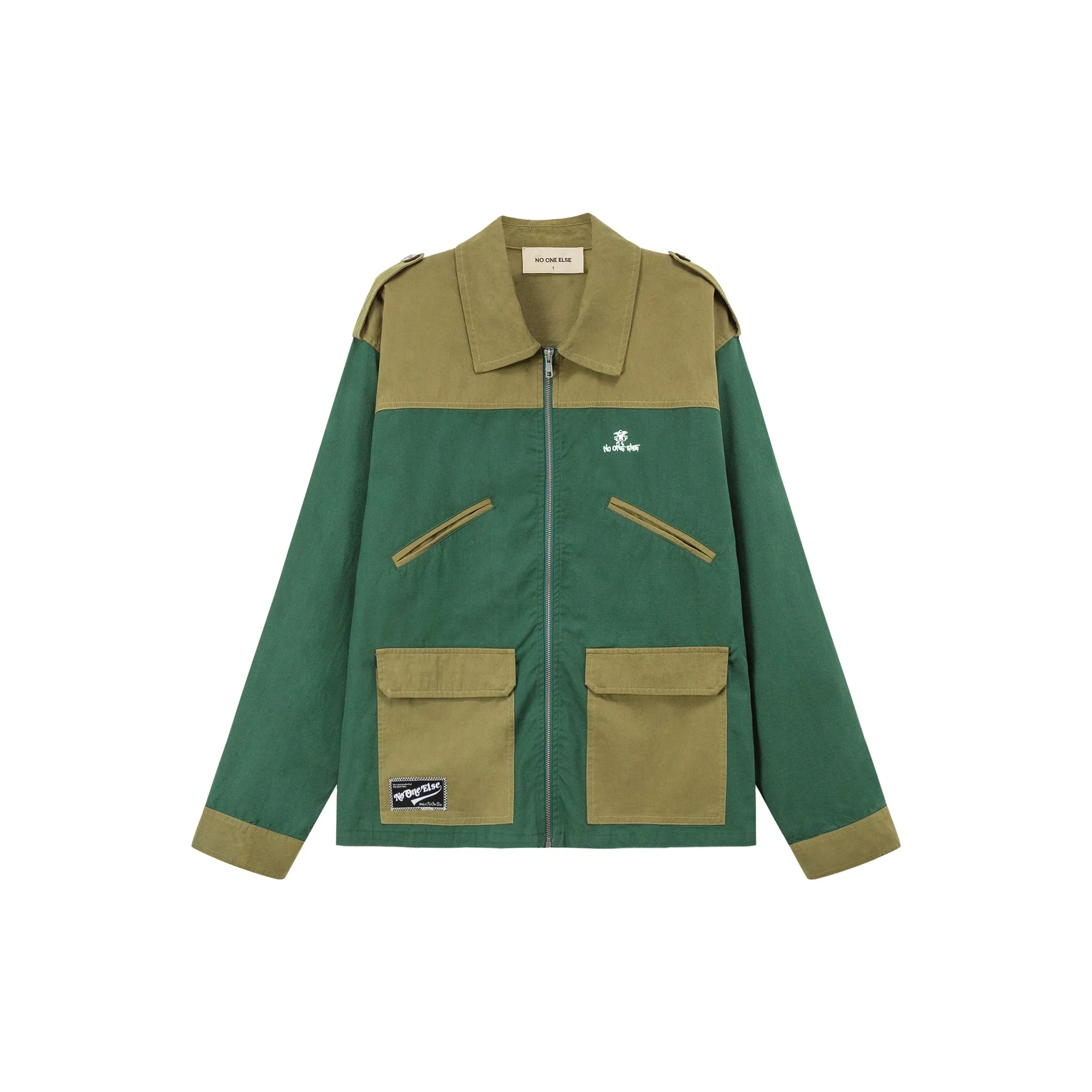 Color Block Zip-Up Field Jacket