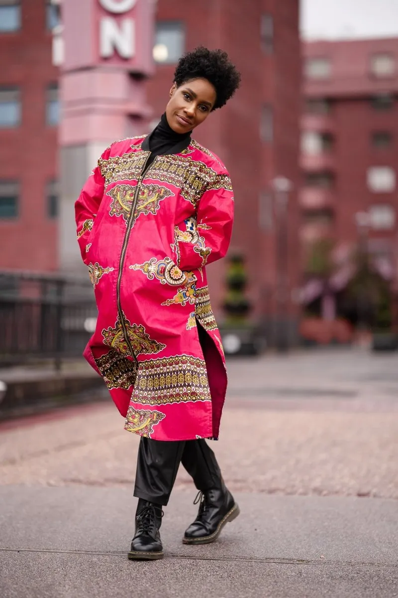 Dashiki Coat in Pink - Festival Clothing