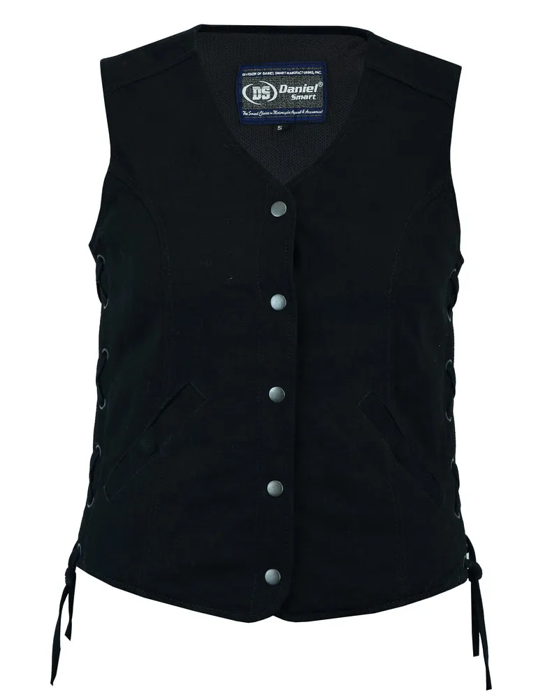 DM908  Women's Denim Longer Body &frac34; Vest - Side Laces