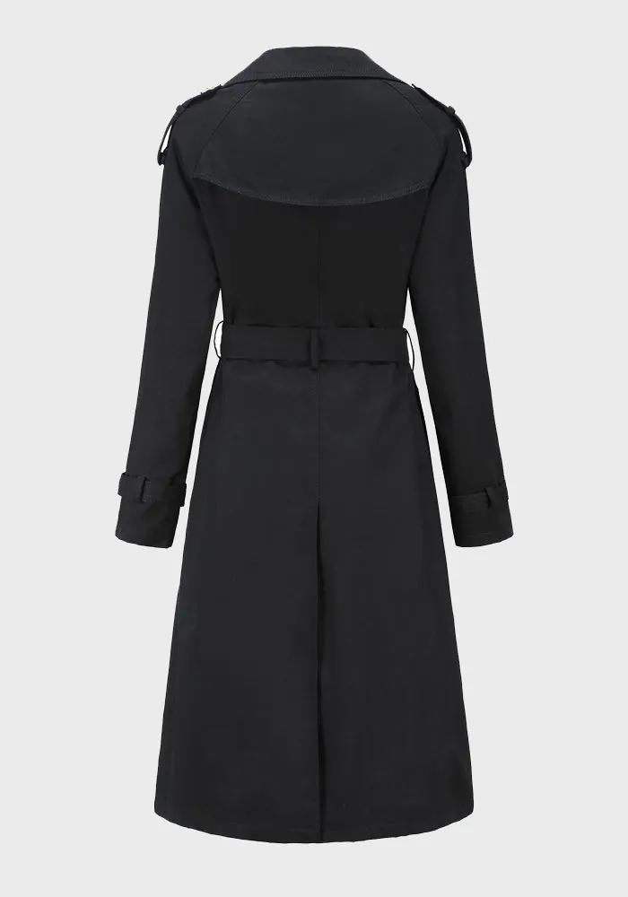 Double Breasted Belted Midi Trench Coat