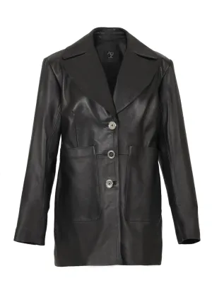 Ezra Collared Leather Blazer