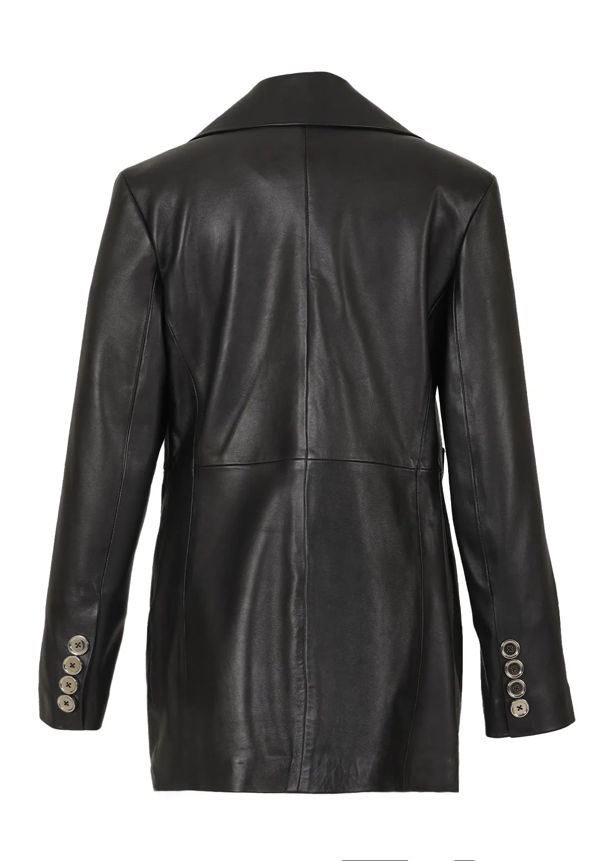 Ezra Collared Leather Blazer