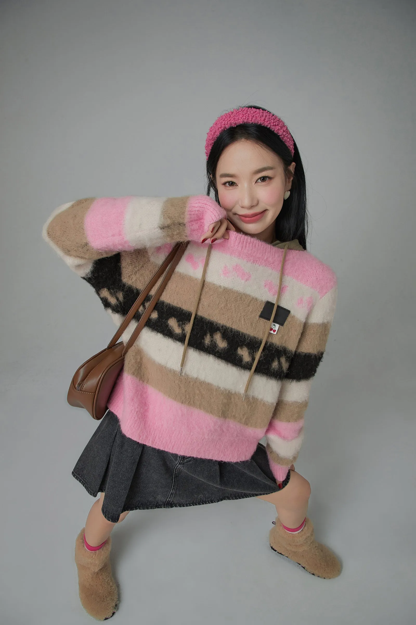 Faux Angora Striped Sweater