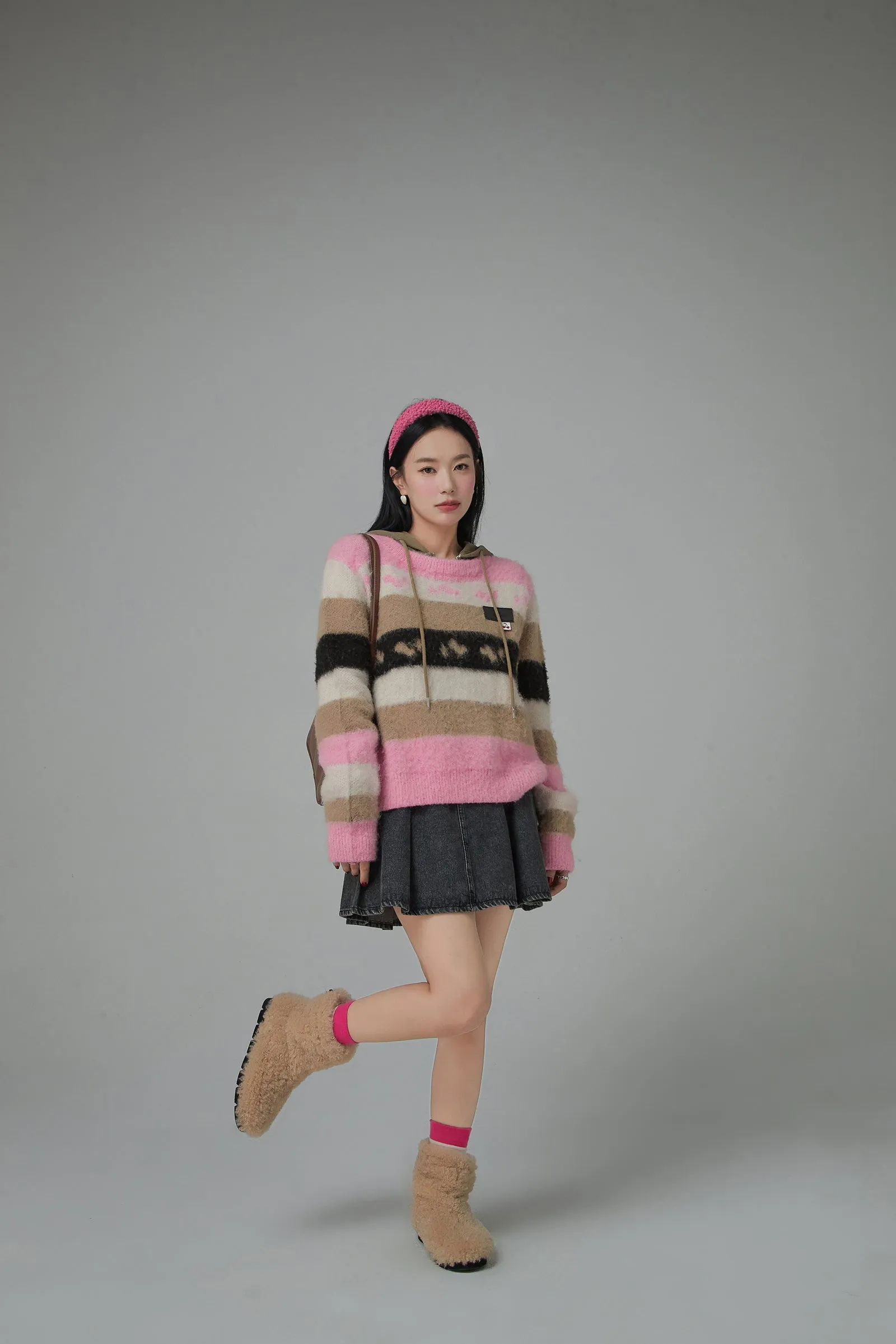 Faux Angora Striped Sweater