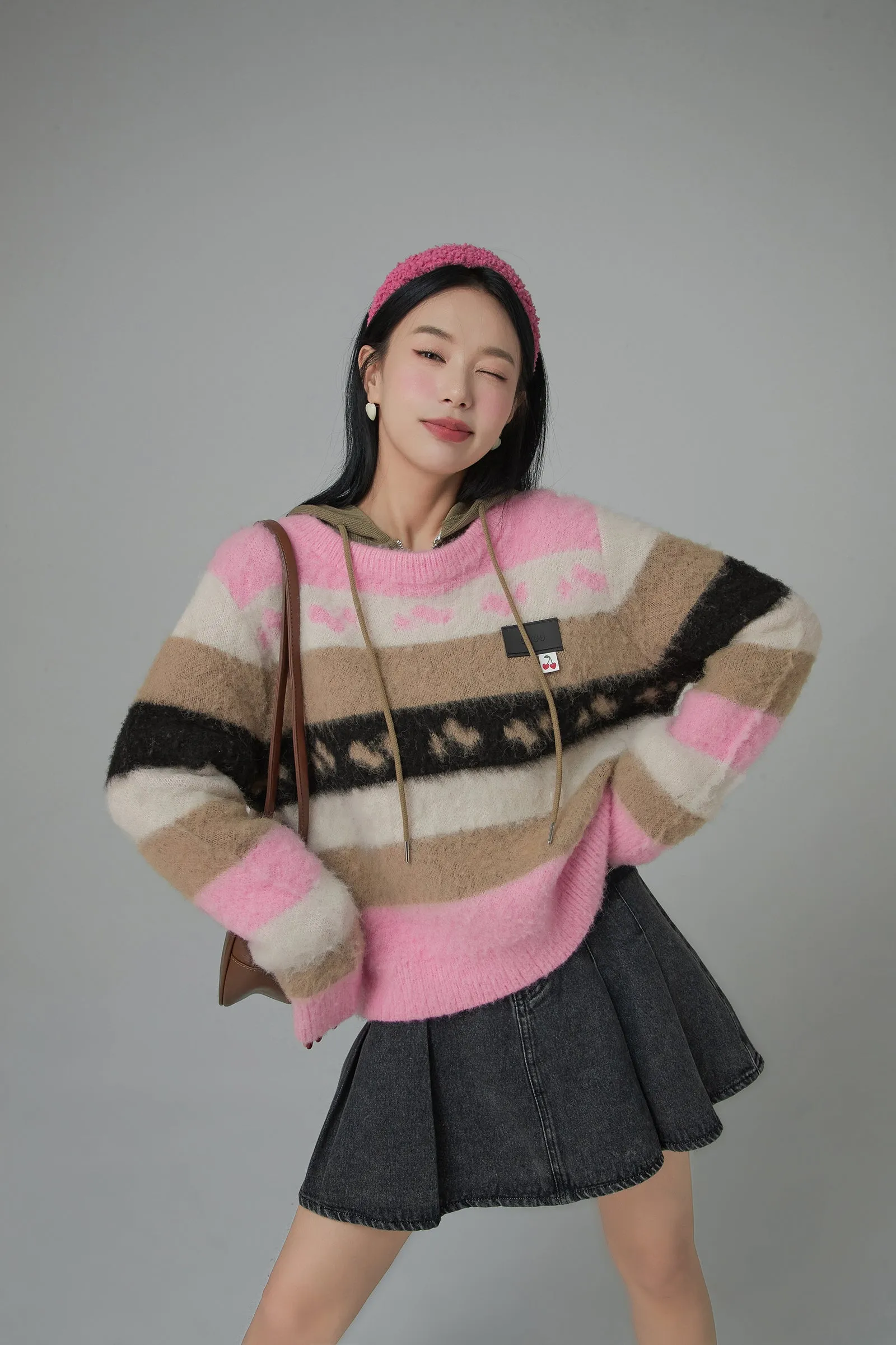 Faux Angora Striped Sweater