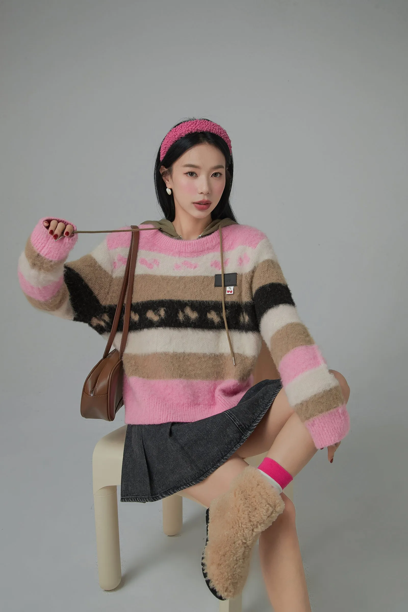 Faux Angora Striped Sweater