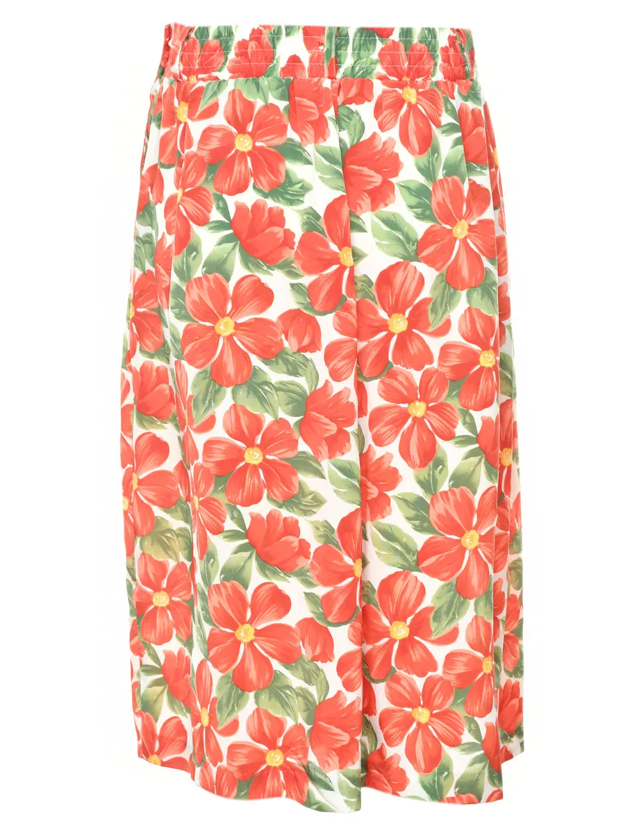 Floral Print Pleated Skirt - M