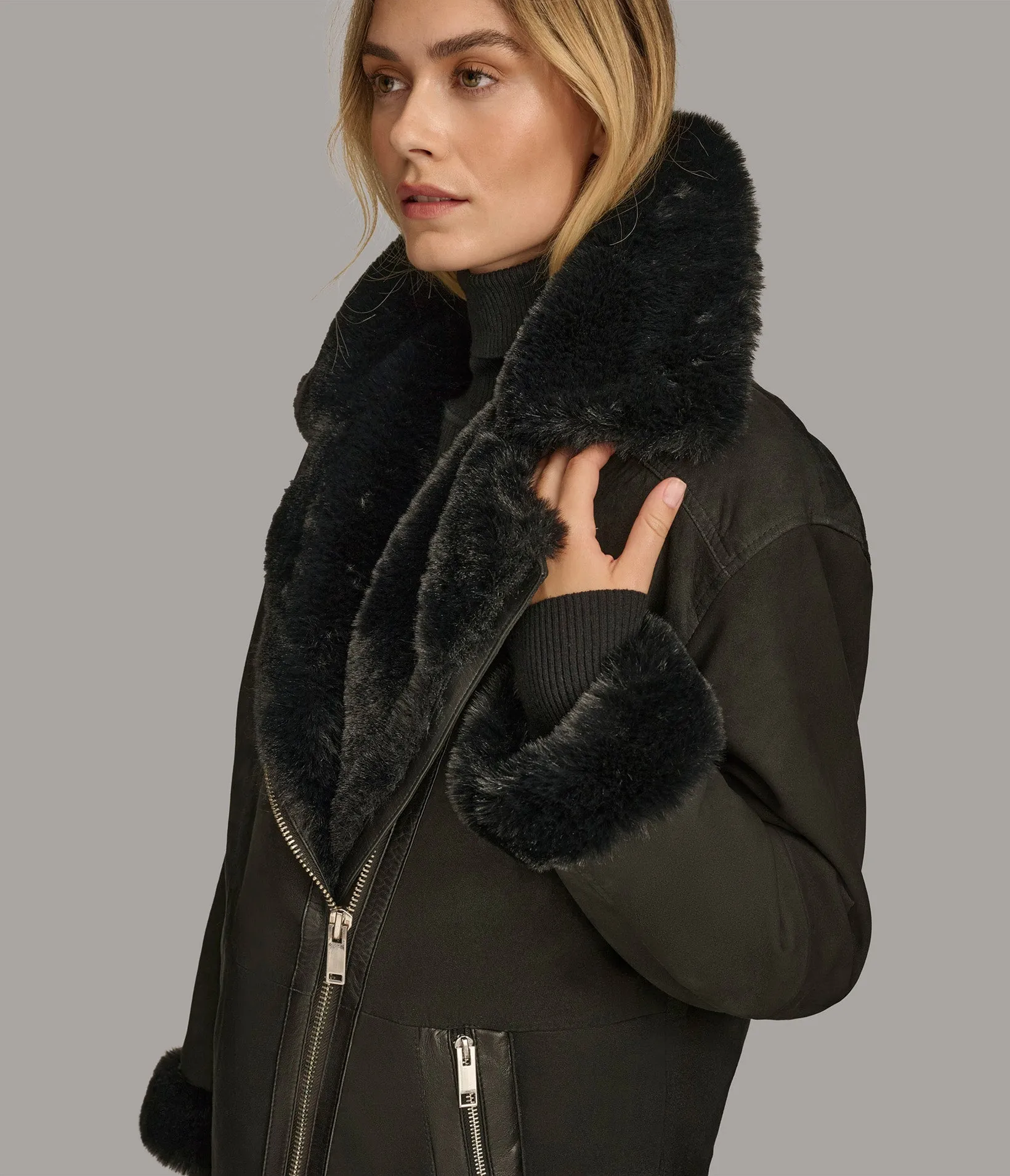 Giovanna Suede Asymmetrical With Faux Fur Lining